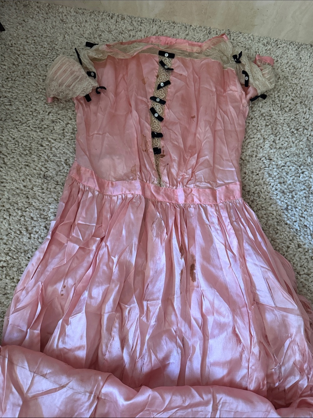 Kids Pink Princess Costume Dress with Lace Trim